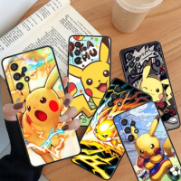 Cute Pokemon Pikachu For Samsung Note 20 10 Ultra Plus A31 A8 A14 j6 A12 A5 A70 A7 A34 A20 A04 A24 5G Black Phone Case
