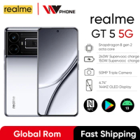 Unlocked Global ROM realme GT 5 5G Snapdragon 8 Gen 2 50MP 6.74'' 144Hz OLED GPS NFC Global ROM realme GT5 UP to 24GB 1TB
