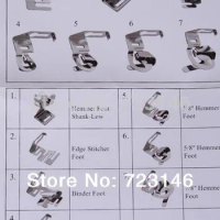 7pcs Overlock Machine Presser Foot Feet kit Wholesale Special Hemmer And Binder for Janome for Brothers 1/4 2. 3/8 3. 5/8 4. 7/8