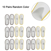 10Pairs Disposable Slippers Spa Hotel Guest Soft Slippers Closed Toe Disposable Non-slip Colorful Wrapped Edge Travel Slipper