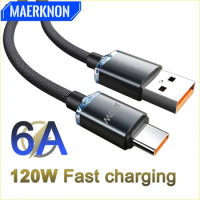 120W 6A USB Type C Cable Super Fast Charger Cord Quick Charge USB C Cable Phone Charger for Samsung Xiaomi Huawei Oneplus Poco