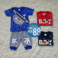[SKS-CCN01] TOKO RAYA 88, Setelan Joger+Tas Anak 3-18 Bulan, Kaos Bayi Lengan Pendek Motif Lucu Kere