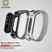 AKGLEADER For Xiaomi Band Mi 3 Milanese Bracelet Metal Strap Band With Case Smart Watchband For Xiaomi Mi Band 4 Correas de relo