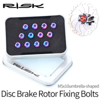 RISK 12pcs M5 * 10mm T25 Ti Brake Disc Bolts for MTB Bicycle Road Bike Titanium Torx Rotor Bolt for Avid Sram Ultrale