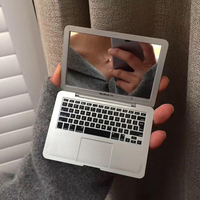 化妝鏡 迷你隨身鏡子 創意蘋果筆記本電腦造型 便攜折疊小化妝鏡 Mac鏡子