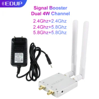 EDUP Booster 4W Channel WiFi Signal Extender 2.4Ghz 5.8Ghz Dual Band Signal WiFi Power Amplifier US EU Plug For Home Office