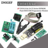 CH341A kit 24 25 Series EEPROM Flash BIOS USB Programmer Module SOIC8 SOP8 Test Clip for EEPROM SOIC8 and 1.8V adapter Diy Kit