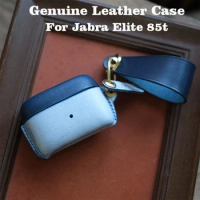 Genuine Leather For Jabra Elite 85t Case Luxury Real Leather Custom Made Handmade Cover Bluetooth Earphone Cases