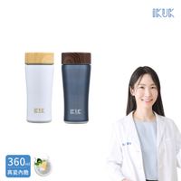 【IKUK艾可】真陶瓷保溫杯-木簡約旋蓋陶瓷杯360ml(運動登山杯/環保隨行杯/口袋杯/陶瓷保溫瓶/咖啡保溫杯)