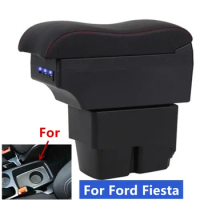 For Ford Fiesta MK7 Armrest Box For Ford Fiesta Car Armrest Central storage Box Interior Car Accessories Retrofit parts with USB