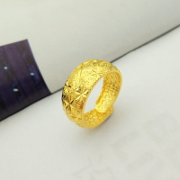 越南沙金男光面戒指鍍假黃金飾品金色久不掉色首飾