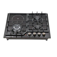 High-efficiency Domestic Tempered Glass Gas Hob with 3 Gas Burners and 1 Built-in Induction Stove Burner Hot Sales