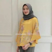Andin Blouse wanita Muslimah bahan Moscrepe bordir
