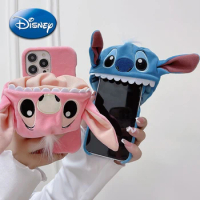 Disney Stitch Plush Doll Hat Phone Case IPhone 11 12 13 14 15ProMax Plus Cute Figure Apple Holder Shell Protective Cover Couple