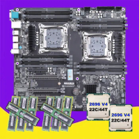 HUANANZHI X10X99-16D X99-16D LGA2011-3 Dual CPU Motherboard Combo 2*2696 V4 8*32G RAM DDR4 2400 RECC Integrated IPMI VGA Output