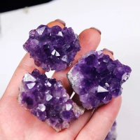 Natural Geode Amethyst Rough Stone Crystal Cluster Quartz Healing Mineral Specimen Home Decoration Ornament Purple Fengshui Ore