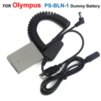 PS-BLN1 Fake Battery BLN-1 Spring DC Coupler + 5V USB Power Bank Cable Adapter For Olympus OM-D E-M5 E-M5II 2 E-M1 PEN-F E-P5
