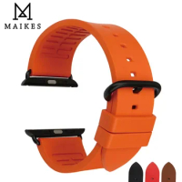 MAIKES Rubber Watch Strap Orange For Apple Watch Bands 49mm 45mm 41mm 44mm 40mm Series SE 8 7 SE 6 5 4 3 Sport iWatch Wristband