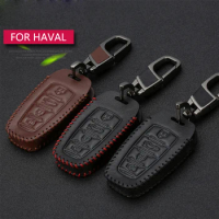 Car Leather Key Case Cover Keyring For Great Wall Haval H2 H6 H9 2021 Accessories H1 H3 H5 Coupe Remote Auto Parts Key Bag Shell