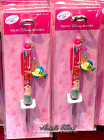 日本東京Disney迪士尼愛麗兒小美人魚Ariel粉紅色夢幻海底泡泡小比目魚吊飾三色原子筆-絕版品