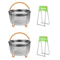 AFBC 2X Stainless Steel Steamer Basket Set,Instant-Pot Accessories For Ninja Foodi Pressure Cooker &amp; Multi Cooker,6Qt