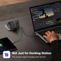 Ugreen revodok pro 209 USB C docking station with 100W gan charger, DisplayLink 9-in-1 4K @ 60Hz dual monitor dock for&amp; W