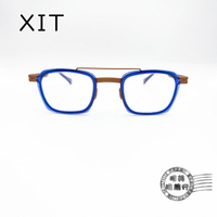 ◆明美鐘錶眼鏡◆XIT eyewear C019 008 復古方形撞色(藍X咖啡)透明手工鏡框/光學鏡框