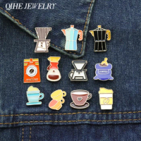 Coffee Lovers Enamel Pin Brooch Metal Badge Cup Bean Grinder Gift Accessories Jewelry Wholesale Lapel Backpack Hat Decoration