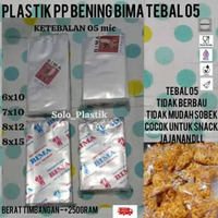 Plastik PP bening tebal 05 / plastik kaku bening tebal / plastik makanan kering snack 6x10 - 7x10 - 