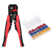 Wire Terminals Crimping Tool Kit Wire Stripping Pliers Crimping Pliers with 700pcs Cold-Pressed Pre-Insulated Terminal Set