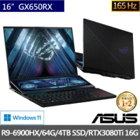 【ASUS 華碩】ROG Zephyrus Duo GX650RX 16吋雙螢幕電競筆電(R9-6900HX/64G/4TB SSD/RTX3080Ti 16G/W11)