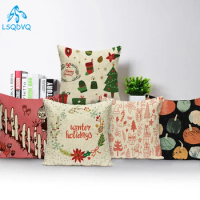 Christmas Pillowcase Merry Christmas Letter Tree Sofa Car Cushion Home Decoration Linen Cushion Cover 45x45cm 40x40cm
