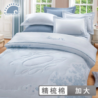 【幸福晨光】精梳棉 七件式兩用被床罩組 冰湖暮花(加大)