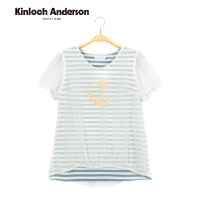【Kinloch Anderson】條紋印花罩雪紡上衣  金安德森女裝(灰藍)