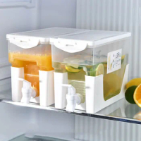 3.5L Plastic Cold Drink Dispenser Beverage Dispenser with Spigot Juice Lemonade Dispenser Drinkware Bottle Container for Fridge