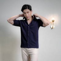 Cupachino Double Knit Kemeja Pria 2-Way Stretch Lengan Pendek-