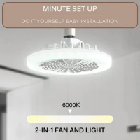 E27 Ceiling Fan LED Light Fan with Remote Control and Lighting Smart Silent Ceiling Fan for Living Room and Bedroom