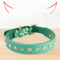 Cowhide Pet Collar Small Dog Cat Bell Neck Ring Bomi Teddy Bear Chihuahua Deer Dog Neck Cover