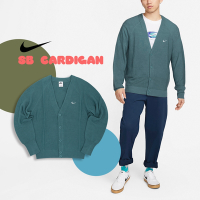 Nike 針織外套 SB Cardigan 男女款 小勾 刺繡 混羊毛 V領 湖水綠 寬鬆 DQ6307-379