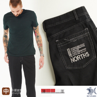 【NST Jeans】撞色車線 白車線休閒黑褲 遠紅外線奈米纖維-中腰直筒 390(5871) 台灣製