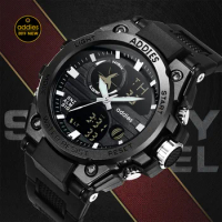Addies Outdoor Sport Digital Watch for Men Stopwatch Dual Movement Quartz Multifunctional Watches Waterproof Electronic Clock