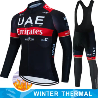 UAE Cycling Fleece Jersey Retro Winter Thermal Termal Man Clothing Bib Men Ciclismo Hombre Mtb Long Sleeve Equipment Sports