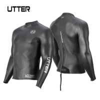 UTTER 2mm Yamamoto Neoprene Smoothskin Triathlon Jacket Wetsuit Top Black Back Zipper Sunscreen Surfing Keep Warm Swimming Coat
