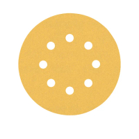 【BOSCH 博世】BOSCH 超耐久金色圓形8孔自黏砂紙(125 mm 5片/包)
