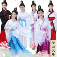 Chinese Traditional Hanfu Dress Woman Elegant Dance Costumes Ancient Tang Dynasty Retro Cheongsam Performance Photography Cloth