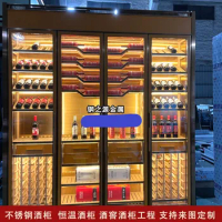 Stainless steel constant temperature red wine cabinet custom villa basement wine cellar wine cabinet factory wholesale