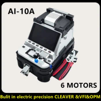 2023 New Signal Fire AI-10A Optical Fiber Fusion Splicer Built in Electric Cleaver VFL OPM Function 6 motor Splicing Machine