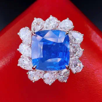 HJY2023 Blue Sapphire Ring 10.86ct Real 18K Gold Natural Unheat Cornflower Blue Sapphire Gemstone Diamonds Stone Female Ring