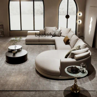 Italian Minimalist Fabric Sofa Large Apartment Corner U-Shaped Modern Light Luxury Living Room