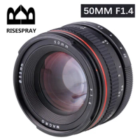 RISESPRAY 50MM F1.4 Large Aperture Portrait Manual Focus Camera Lens for Canon 550D 760D 77D 80D 5D4 Nikon D5100 D7100 D810 D750